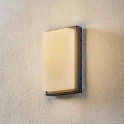 Utendørs LED-vegglampe Babett, stål, glass, sensor