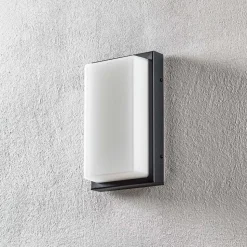 Utendørs LED-vegglampe Babett, stål, glass, sensor