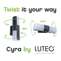 Utendørs LED-vegglampe Cyra, 2 lyskilder