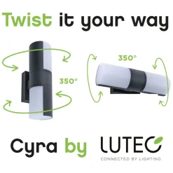 Utendørs LED-vegglampe Cyra, 2 lyskilder