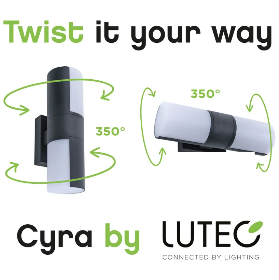 Utendørs LED-vegglampe Cyra, 2 lyskilder