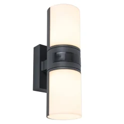 Utendørs LED-vegglampe Cyra, 2 lyskilder, sensor