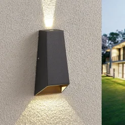 Utendørs LED-vegglampe Dagur, mørk grå