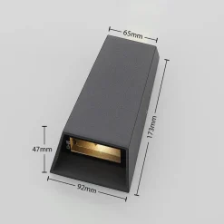 Utendørs LED-vegglampe Dagur, mørk grå