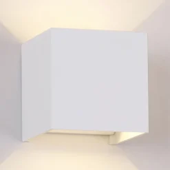 Utendørs LED-vegglampe Davos kantet, av/på, hvit