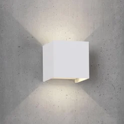 Utendørs LED-vegglampe Davos kantet, av/på, hvit