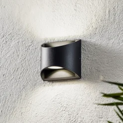 Utendørs LED-vegglampe Dodd, halvsirkelformet, antrasitt