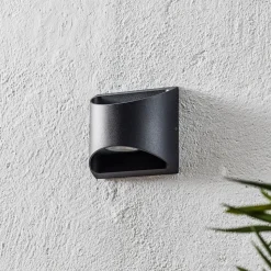 Utendørs LED-vegglampe Dodd, halvsirkelformet, antrasitt