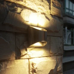 Utendørs LED-vegglampe Dodd, halvrund, stål