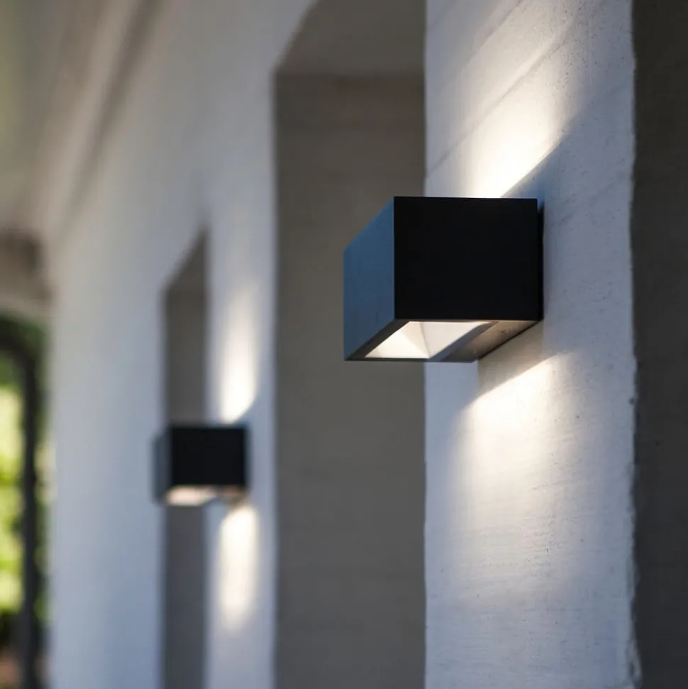 Utendørs LED-vegglampe Gemini, 22 cm 3 000 K svart