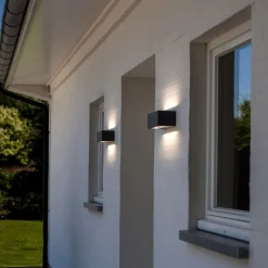 Utendørs LED-vegglampe Gemini, 22 cm 3 000 K svart