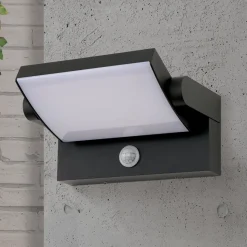 Utendørs LED-vegglampe Ginger, sensor, antrasitt, IP54