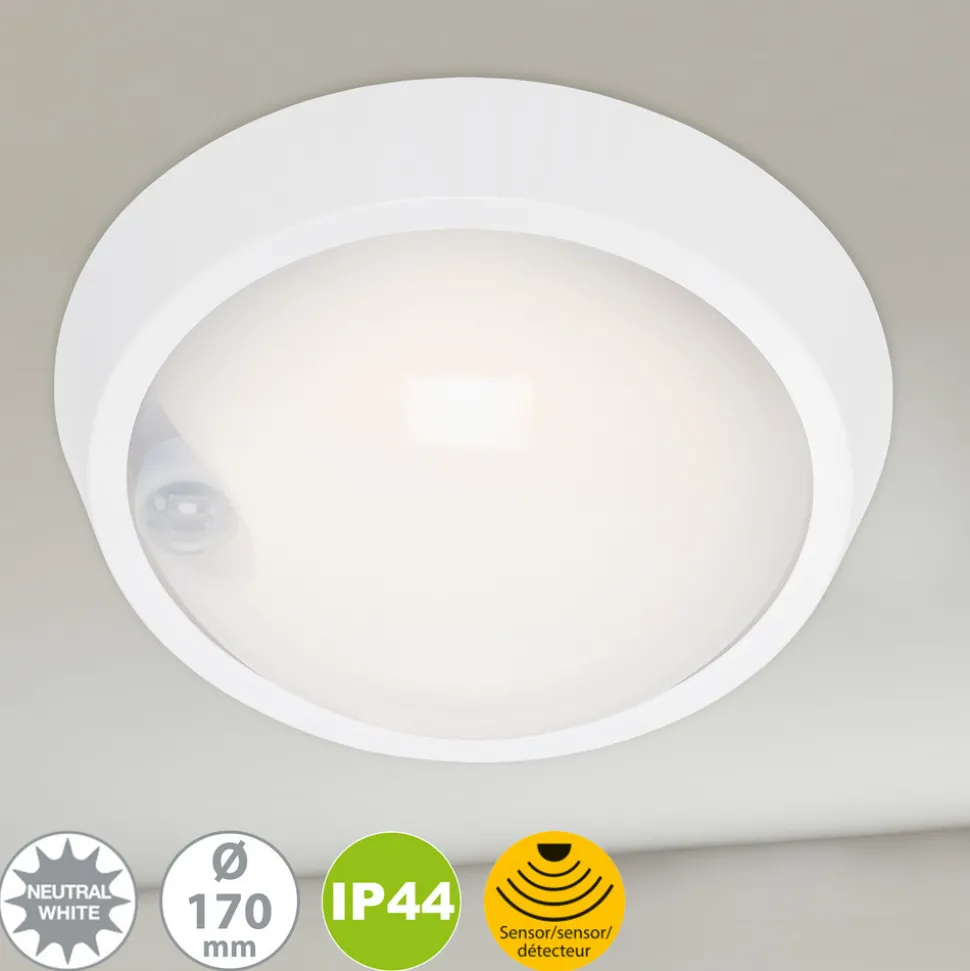 Utendørs LED-vegglampe Helsinki sensor IP44 hvit