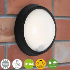 Utendørs LED-vegglampe Helsinki sensor IP44 svart