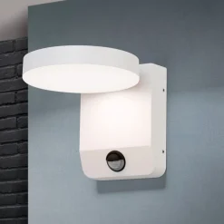 Utendørs LED-vegglampe Hendryk med sensor, hvit