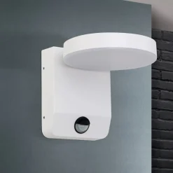 Utendørs LED-vegglampe Hendryk med sensor, hvit
