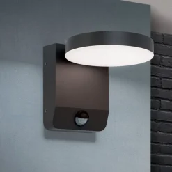 Utendørs LED-vegglampe Hendryk med sensor, svart