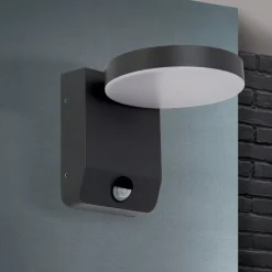 Utendørs LED-vegglampe Hendryk med sensor, svart