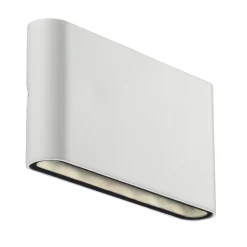 Utendørs LED-vegglampe Kinver i flat form, hvit
