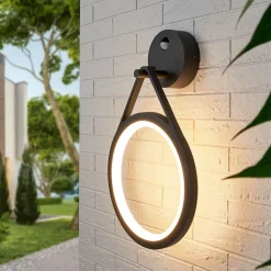 Utendørs LED-vegglampe Mirco med sensor, ring