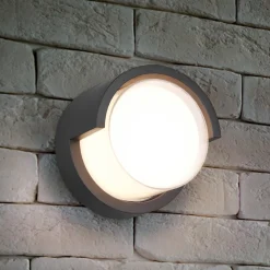 Utendørs LED-vegglampe Puno, IP54, rund