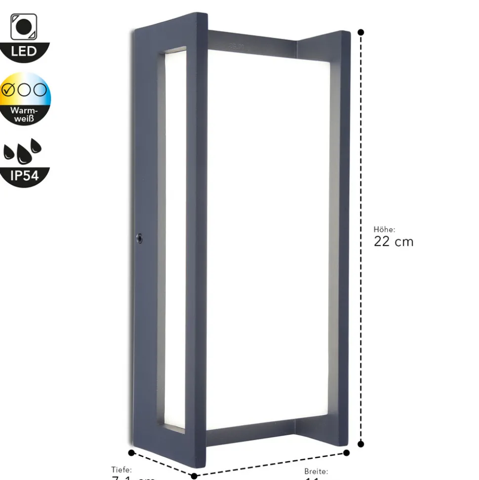 Utendørs LED-vegglampe Qubo, 11 cm x 22 cm