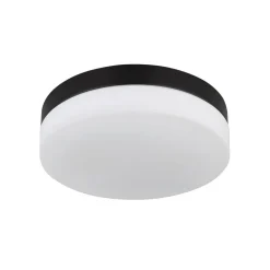 Utendørs taklampe Vranos, matt sort, Ø 24 cm, aluminium