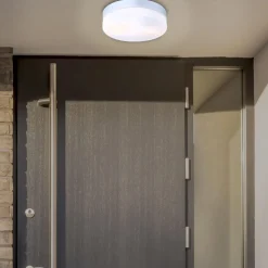 Utendørs taklampe Vranos, sølvfarget, Ø 24 cm, aluminium