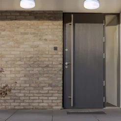 Utendørs taklampe Vranos, sølvfarget, Ø 24 cm, aluminium