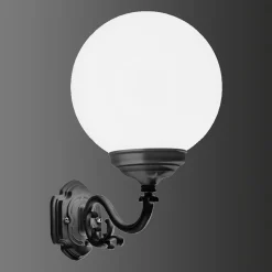 Utendørs vegglampe 1140, kuleskjerm, svart/hvitt