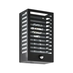 Utendørs vegglampe Alamonte 3, svart, med sensor