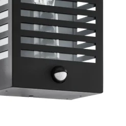 Utendørs vegglampe Alamonte 3, svart, med sensor