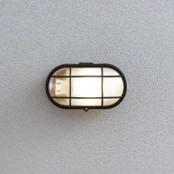 Utendørs vegglampe Alisha, oval, svart