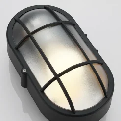 Utendørs vegglampe Alisha, oval, svart