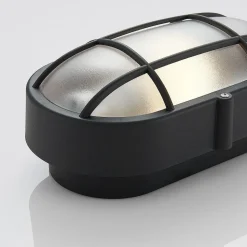 Utendørs vegglampe Alisha, oval, svart