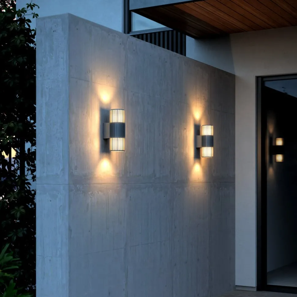 Utendørs vegglampe Aludra Double Seaside, aluminium, antrasitt