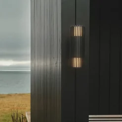 Utendørs vegglampe Aludra Double Seaside, aluminium, svart