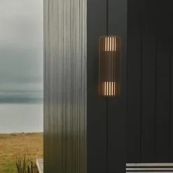 Utendørs vegglampe Aludra Double Seaside, aluminium, brun metallic