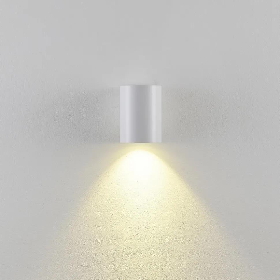 Utendørs vegglampe CAN, hvit, 1 lyskilde, Ø 8 cm, IP65, metall, GU10