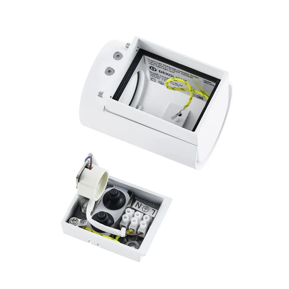 Utendørs vegglampe CAN, hvit, 1 lyskilde, Ø 8 cm, IP65, metall, GU10