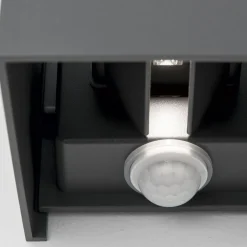 Utendørs vegglampe Cube-S, antrasitt, metall, sensor