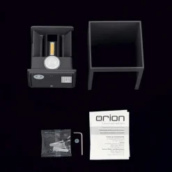 Utendørs vegglampe Cube-S, antrasitt, metall, sensor