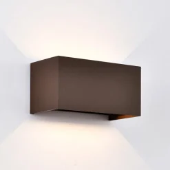 Utendørs vegglampe Davos dobbel, cprtem, dimbar, aluminium