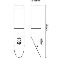 Utendørs vegglampe Dody Sensor, svart, metall, plast