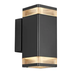 Utendørs vegglampe Elm i svart, 2 lyskilder