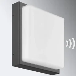 Utendørs vegglampe Ernest, grafitt, E27, bevegelsessensor