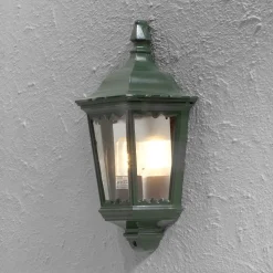 Utendørs vegglampe Firenze, halvskål, grønn