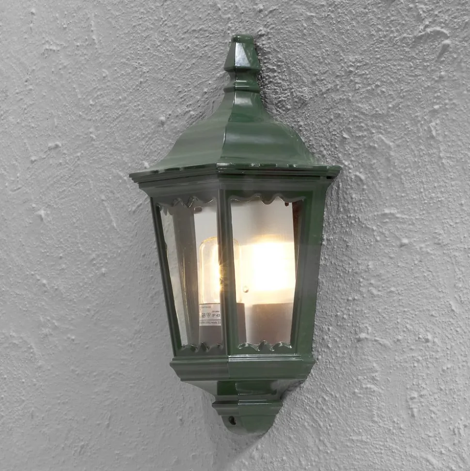 Utendørs vegglampe Firenze, halvskål, grønn