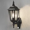 Utendørs vegglampe Firenze, sensor, stående, svart