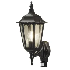 Utendørs vegglampe Firenze, sensor, stående, svart